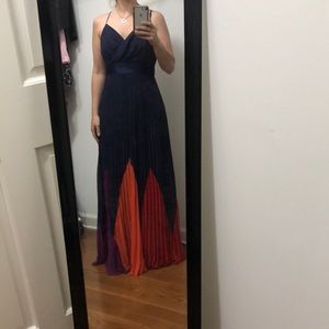 Pleated maxi party dress